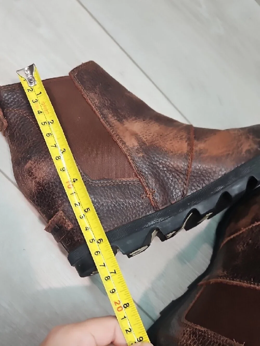 Sorel Brown Leather Chelsea Wedge Ankle Boots